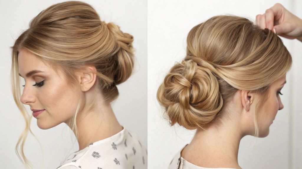 Step-by-step halo hack to create a fuller, voluminous chignon bun in minutes for an elegant hairstyle