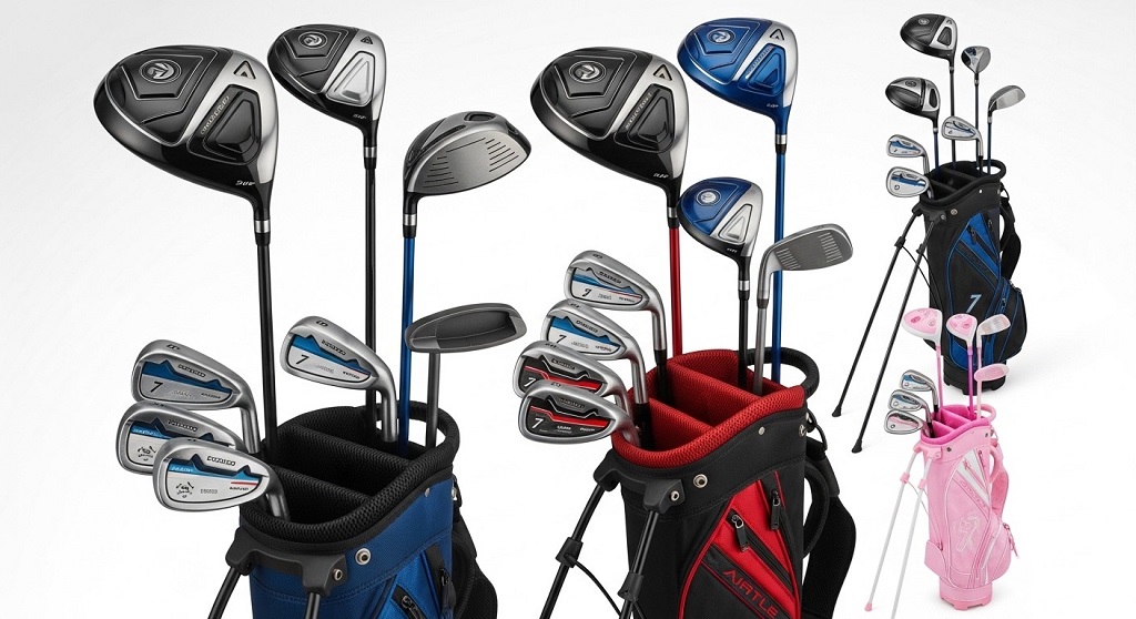 Forgiving irons and driver from a beginner golf club set