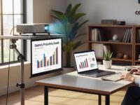 Office meeting using projector stand for clear presentation