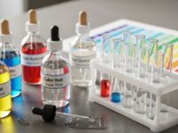 Reef aquarium test kit with reagent bottles