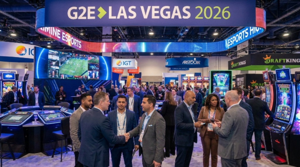 Gaming professionals networking at G2E Las Vegas 2026 trade show