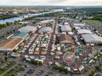 Aerial view of The Big E Eastern States Exposition fairgrounds in West Springfield MA