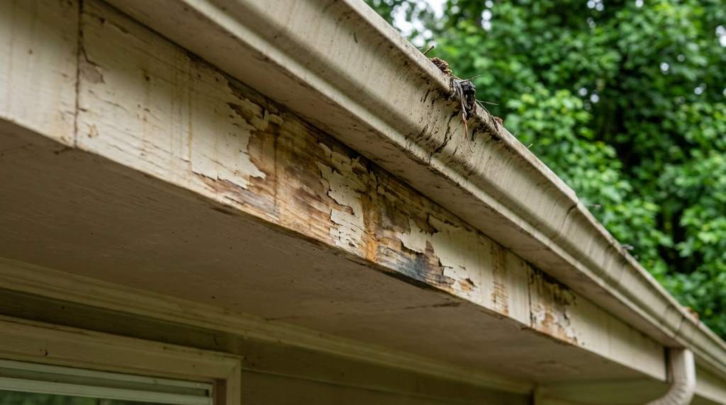 Gutter drainage system protecting fascia from water damage